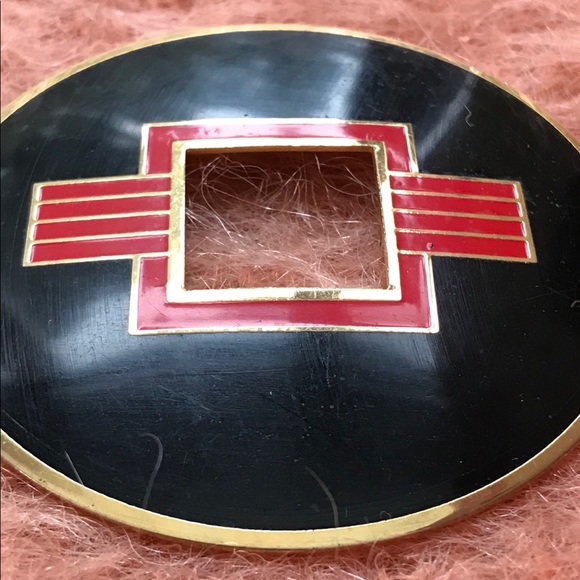 1980 Black Red Gold Geometric Brooch Pin Studio 54 - Picture 7 of 8